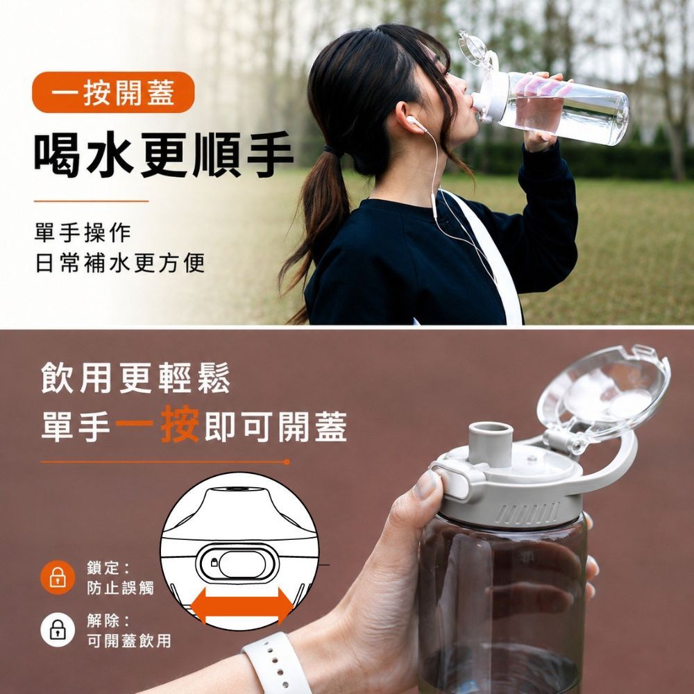 日本品牌 SANTECO Track & Go 1L 時間刻度水壺｜1000ml 冷水瓶