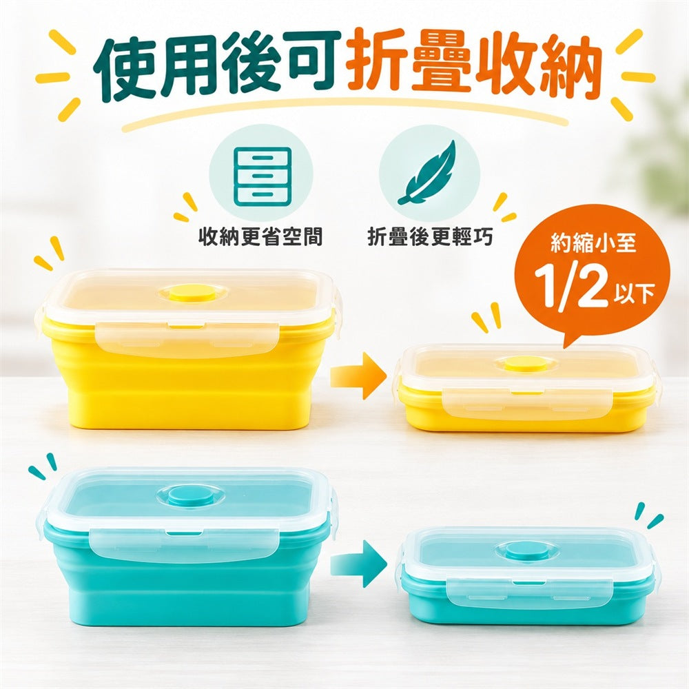 540ml折疊矽膠收納盒 使用後折疊收納